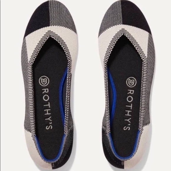 Rothy’s Captoe Black and White Woven Flats - Sz 9 - Retired Color - Picture 3 of 6